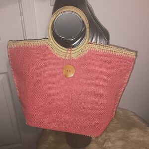 Stylish Pink Woven Tote Bag
